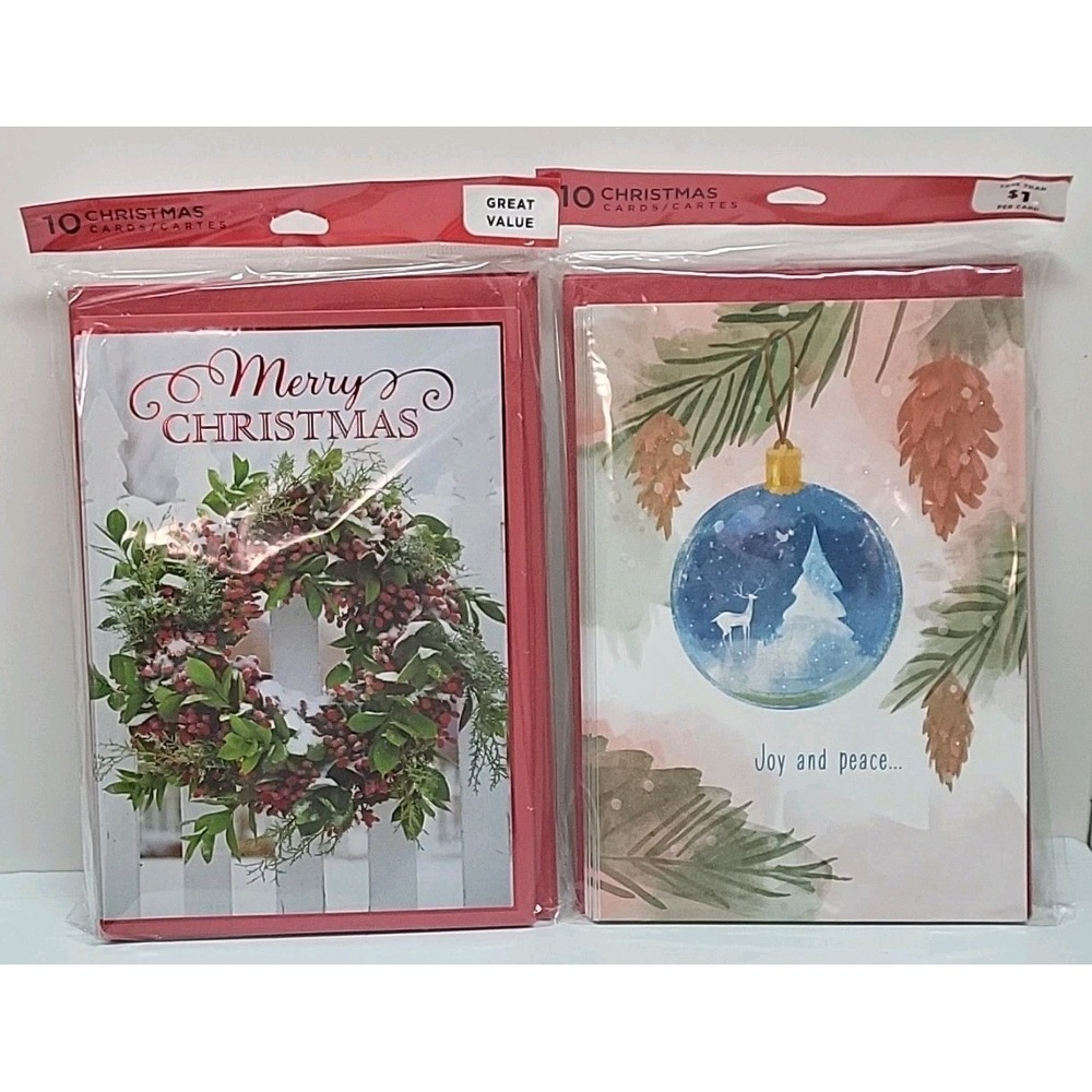 Hallmark Christmas Cards  Lot of 2 Packs of 10 - 20 Cards Total New Holiday